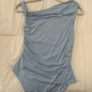 Light Blue One-Shoulder bodysuit